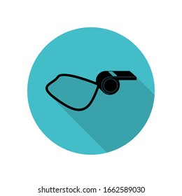 Whistle long shadow icon. Simple glyph, flat vector of arrow icons for ui and ux, website or mobile application