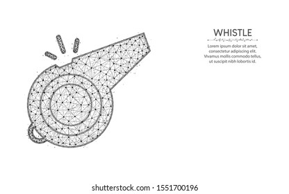 Whistle low poly design, abstract geometric art, wireframe mesh polygonal vector illustration made from points and lines on white background