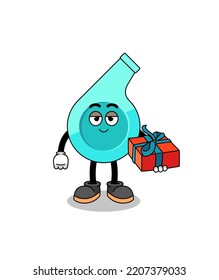 whistle mascot illustration giving a gift , character design