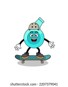 whistle mascot playing a skateboard , character design