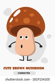 Whistle mushroom character with brown head. Autumn natural food.
