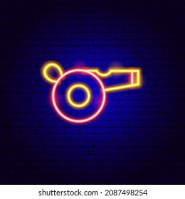 Whistle Neon Sign. Vector Illustration of Sport Promotion.