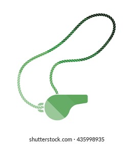 Whistle on lace icon. Flat color design. Vector illustration.