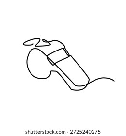 Whistle one line drawing. Whistle single line illustration. Whistle minimalist line art. Whistle vector art