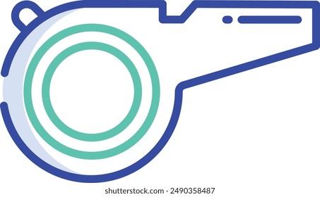 Whistle outline color vector illustration