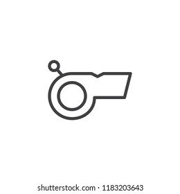 Whistle outline icon. linear style sign for mobile concept and web design. Referee whistle simple line vector icon. Symbol, logo illustration. Pixel perfect vector graphics