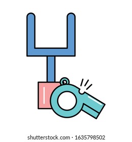 whistle refeere accessory with football american arch vector illustration design