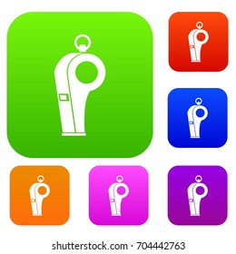 Whistle of refere set icon in different colors isolated vector illustration. Premium collection