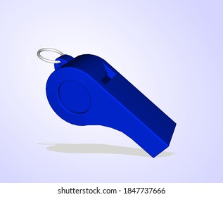 visión de la perspectiva azul del árbitro de silbido y modelo realista de estilo 3D. Los silbidos suelen utilizarse como herramienta de advertencia