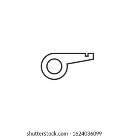 Whistle referee line vector icon blowing
