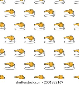 Whistle Seamless Pattern On A White Background. Sport Theme Vector Illustration