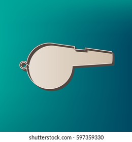 Whistle sign. Vector. Icon printed at 3d on sea color background.