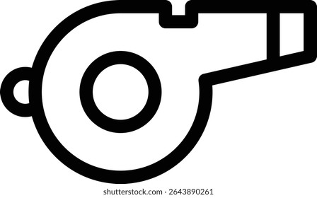 A whistle is a small device that produces a sharp sound when blown, commonly used by referees, coaches, or for signaling, safety alerts, and attention in sports or emergencies.

