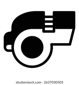 Whistle solid icon, sport concept. Vector graphics. Referee whistle tool, judgement sign on white background, style mobile or design