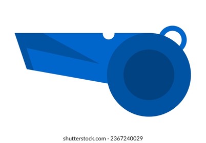Whistle for starting or finishing match or round, isolated sports equipment or instrument making sounds for players. Referee with the object to stop or begin game or event. Vector in flat style