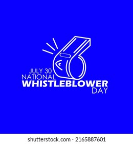 Symbol für das Whistleblower-Symbol mit fett gedrucktem Text einzeln auf blauem Hintergrund, Nationaler Whistleblower-Tag, 30. Juli