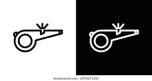 Whistle symbols. Soccer or football match referee whistle vector sign. Trainer coach blow whistle icon.