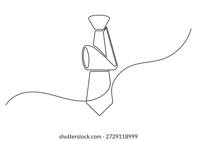Silbato y corbata continua de una línea de dibujo minimalista coach o árbitro Vector de ilustración