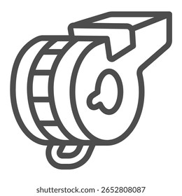 Ícone de linha de ferramenta de assobio, conceito de força policial. Gráficos vetoriais. Apito de patrulha, sinal de acessório de policial no fundo branco, ícone de estilo de contorno para design móvel ou web