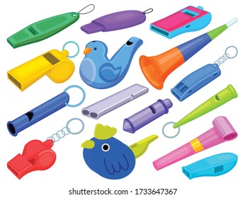 Whistle vector cartoon set icon. Isolated cartoon set icon baby blower.Vector illustration whistle on white background.