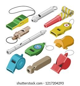 Whistle vector coach whistling sound tool and blowing equipment