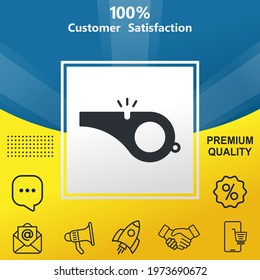 Whistle vector glyph color icon. With yellow and blue background option