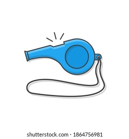 Whistle Vector Icon Illustration. Sports Whistle Or Whistle Blower Flat Icon