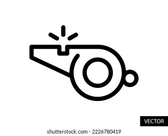 whistle vector icon in line style design for website, app, UI, isolated on white background. Editable stroke. EPS 10 vector illustration.