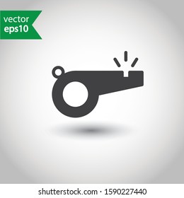 Whistle vector icon. Referee whistle sign. Whistle pictogram flat symbol