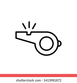 Whistle vector icon, referee symbol. Simple, flat design for web or mobile app