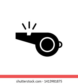 Whistle vector icon, referee symbol. Simple, flat design for web or mobile app