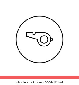 Whistle vector icon, referee symbol. Simple, flat design for web or mobile app