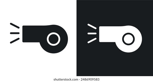 Whistle vector icon set in solid black and white color