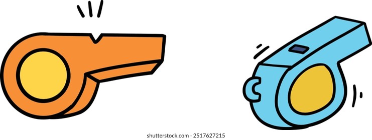 Whistle vector illustration design. Hand drawn Whistle with outline for sport referee, trainer, coach or police