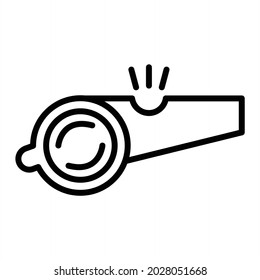 Whistle Vector Outline Icon Isolated On White Background

