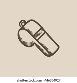 Icono de esbozo del vector de silbido aislado en el fondo. Icono de Silbato dibujado a mano. Icono de esbozo de silbido para infografía, sitio web o aplicación.