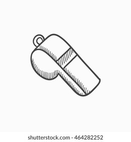 Whistle vector sketch icon isolated on background. Hand drawn Whistle icon. Whistle sketch icon for infographic, website or app.