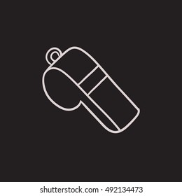 Icono de esbozo del vector de silbido aislado en el fondo. Icono de Silbato dibujado a mano. Icono de esbozo de silbido para infografía, sitio web o aplicación.