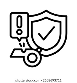 Ilustración vectorial de línea de icono de protección de denunciante