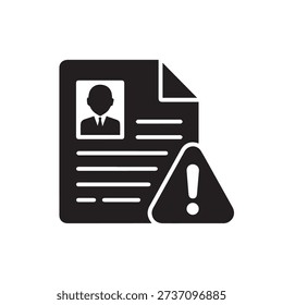 Whistleblower report document with warning alert symbol silhouette icon	
