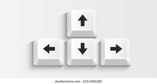 Teclas Whit computador no fundo branco. Setas. Ilustração vetorial