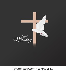 Whit Monday vector illustration of dove.