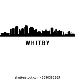 Whitby Skyline with England Cityscape, and Black Silhouette.