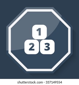 White 123 Blocks icon on plum blue web app button