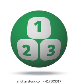 White 123 Blocks web icon on green ball