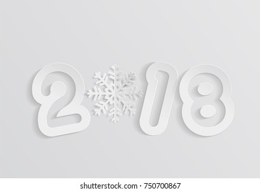 White 2018 Text in Happy New year Concept On White in Paper Cut Style
