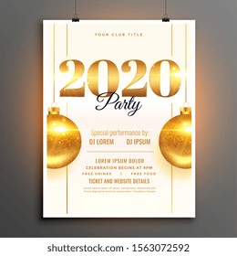 white 2020 new year party celebration design template