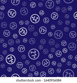 White 21 plus icon isolated seamless pattern on blue background. Adults content icon.  Vector Illustration