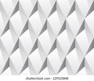 White 3d abstract seamless texture (vector). Modern concept pattern (rhombus). Bright background (illustration).