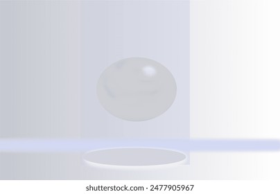 White 3d background with sphere in the air